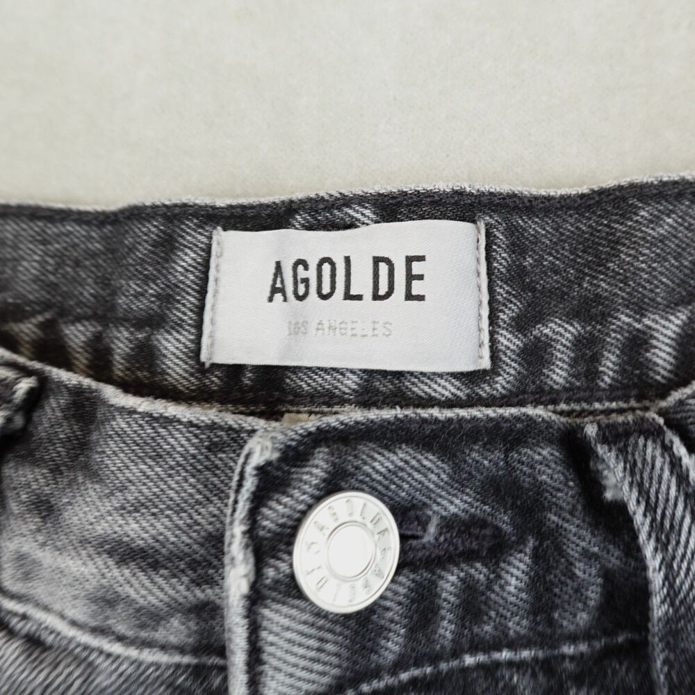 AGOLDE Parker Denim Shorts Cut Off Vintage High Rise Black Light Wash Size 27 - Picture 2 of 11